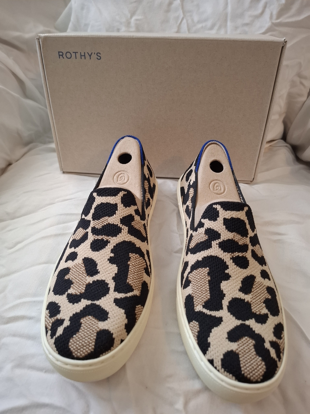 Rothy's Leopard Knit Slip-On Sneakers - Black & Tan
